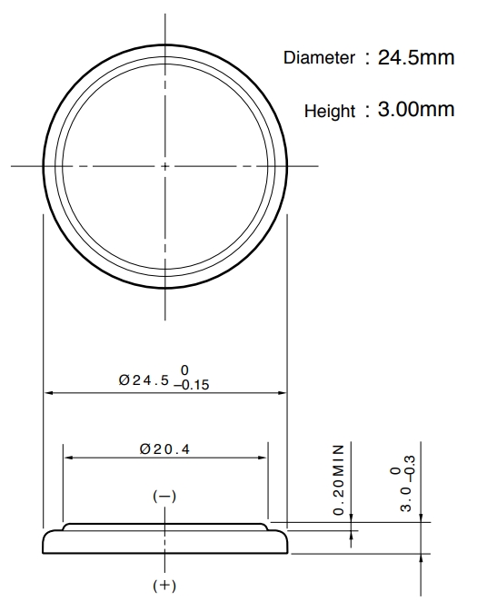 CR2430 Dimensions